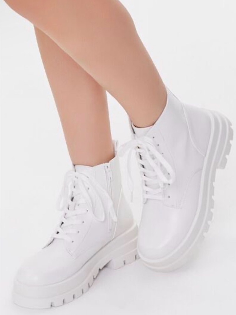 Forever 21 Faux Leather Lug-Sole Booties